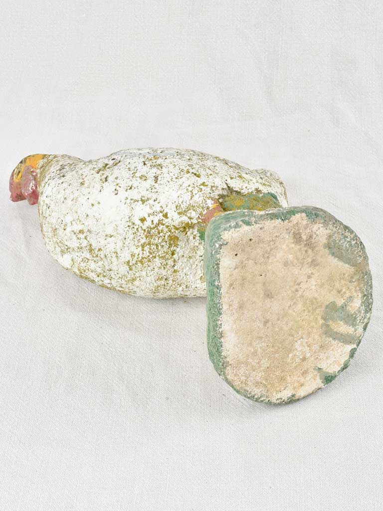 Vintage French sculpture of a chicken with white patina 15¼"