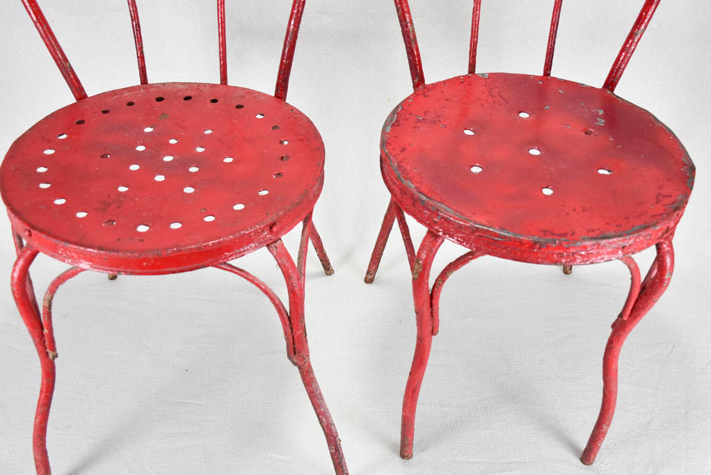 6 antique Italian garden chairs - metal painted red