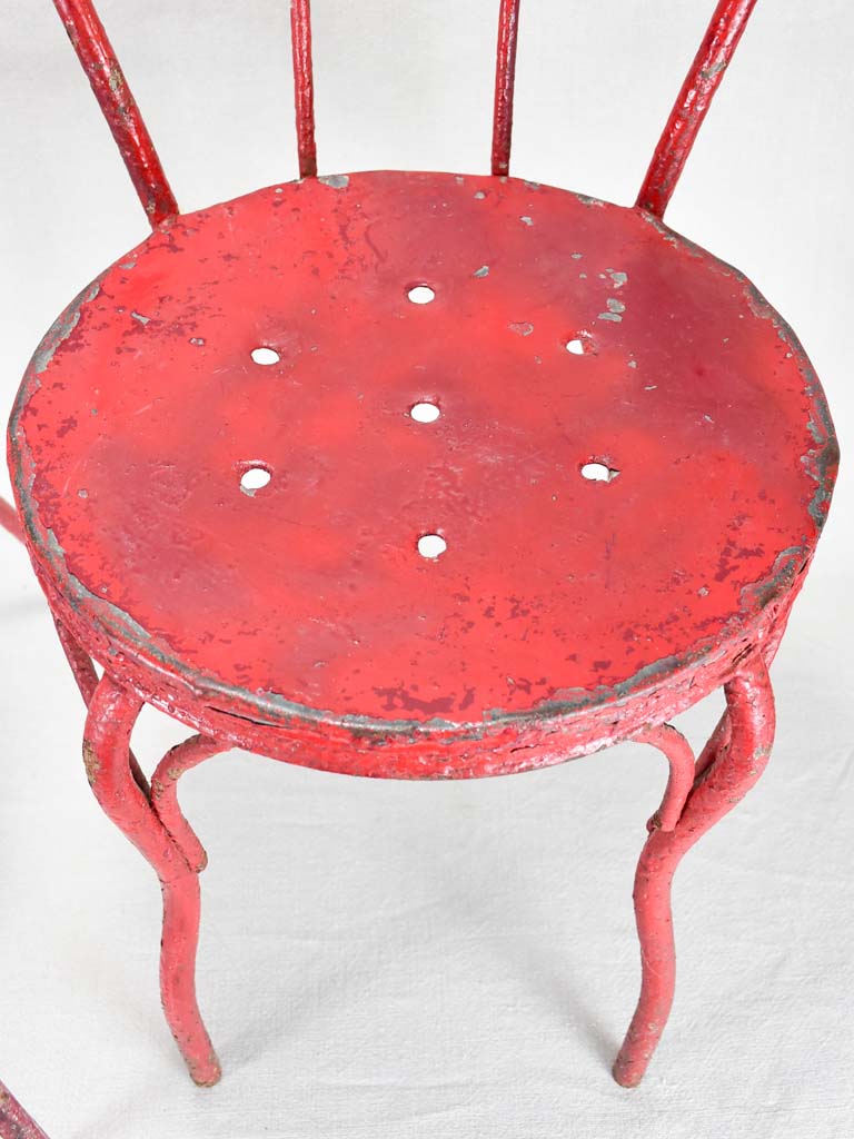 6 antique Italian garden chairs - metal painted red