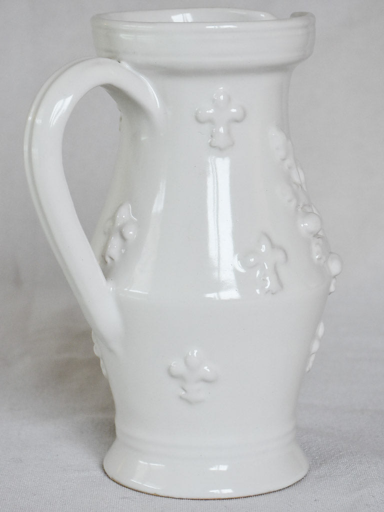 Émile Tessier pitcher with acorns and fleur-de-lys 8¾"