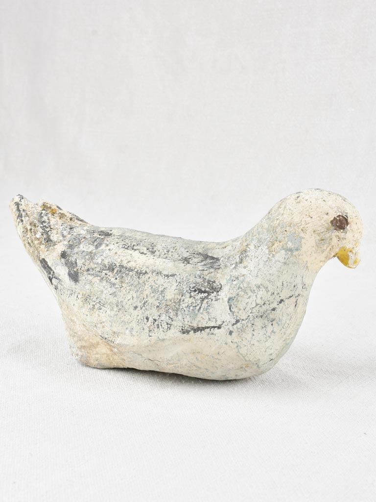 Vintage French sculpture of a pigeon with pale blue patina