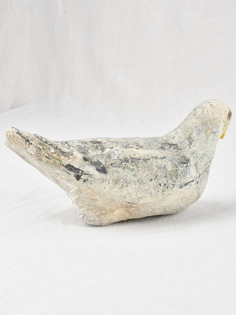 Vintage French sculpture of a pigeon with pale blue patina