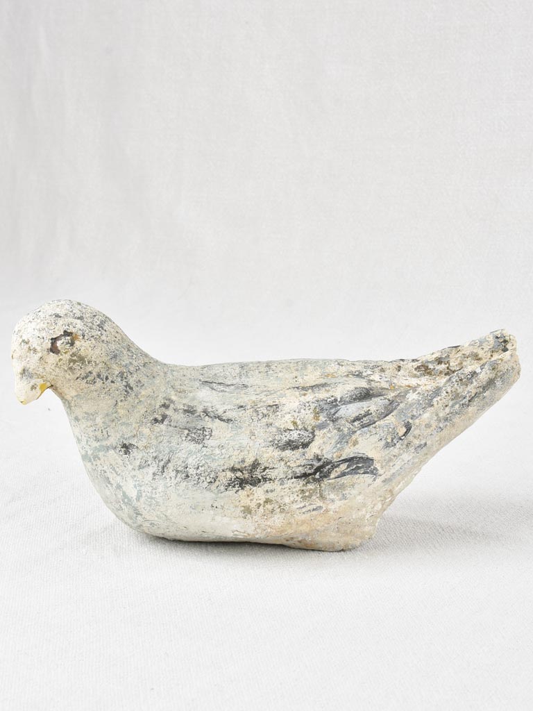 Vintage French sculpture of a pigeon with pale blue patina