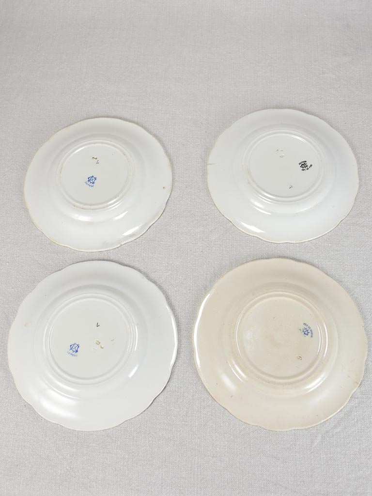 Set of four Velocipedomaine themed story plates from the nineteenth-century - blue 8"