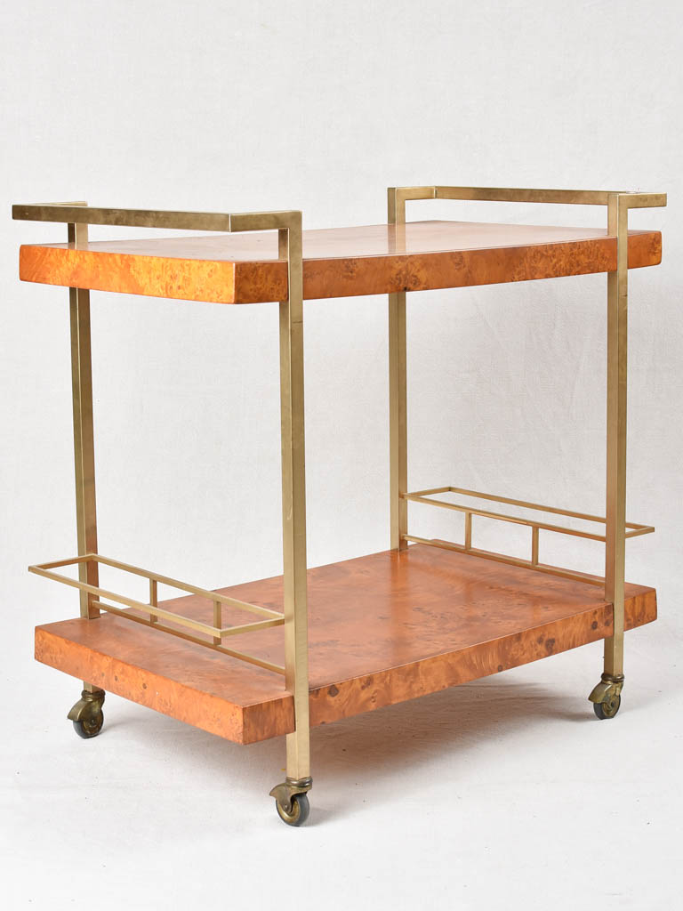 1970s French bar cart - elm wood