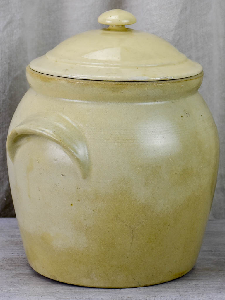 Antique French preserving pot with lid 11"