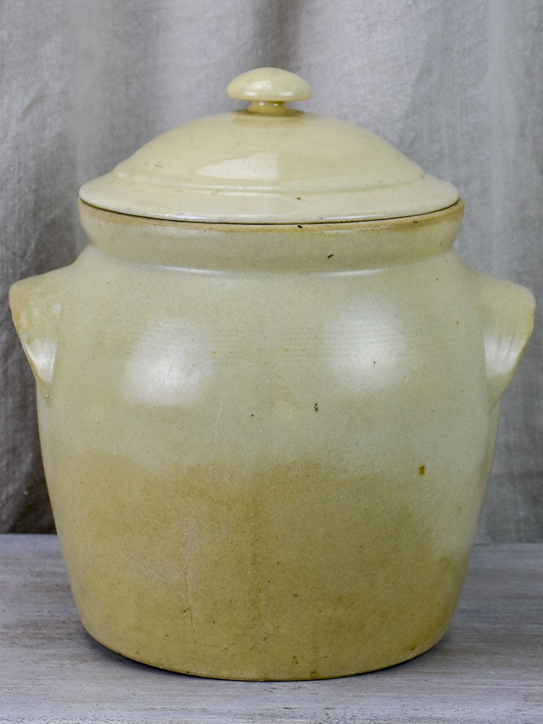 Antique French preserving pot with lid 11"