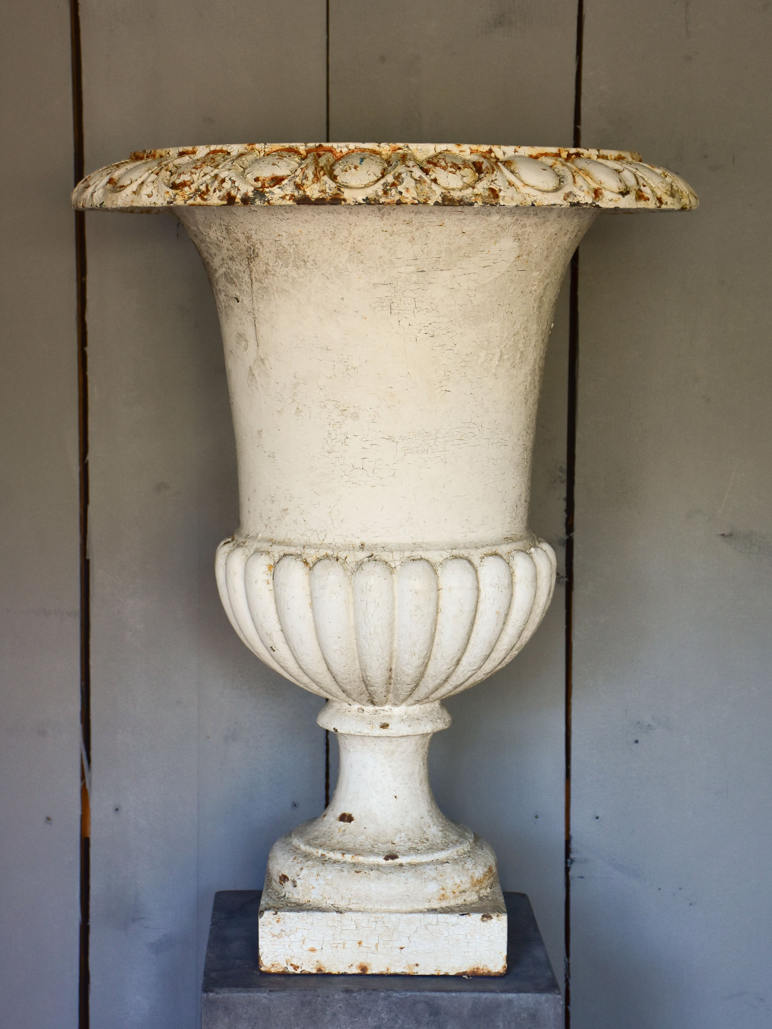 Four white antique French garden urns