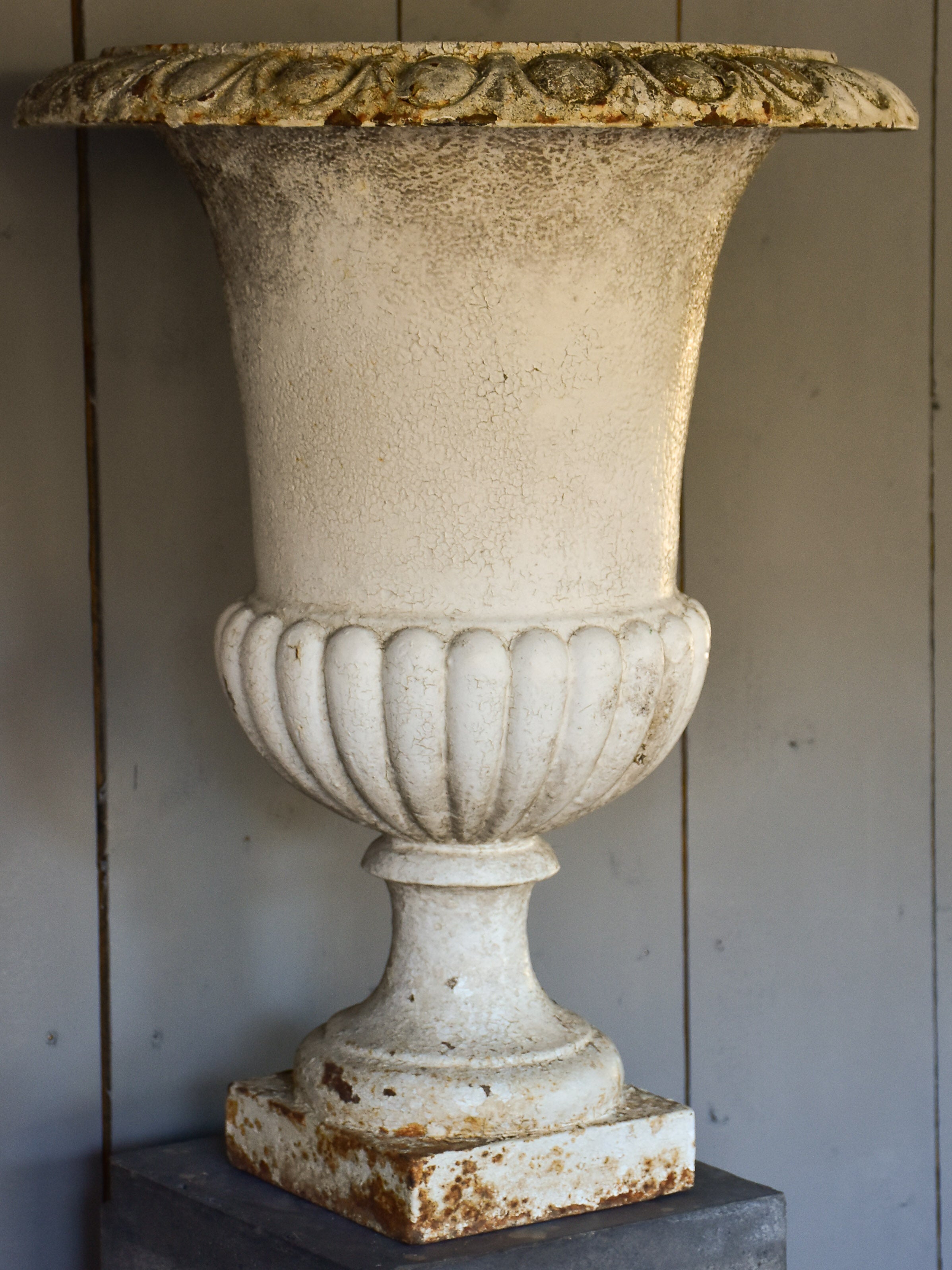 Four white antique French garden urns