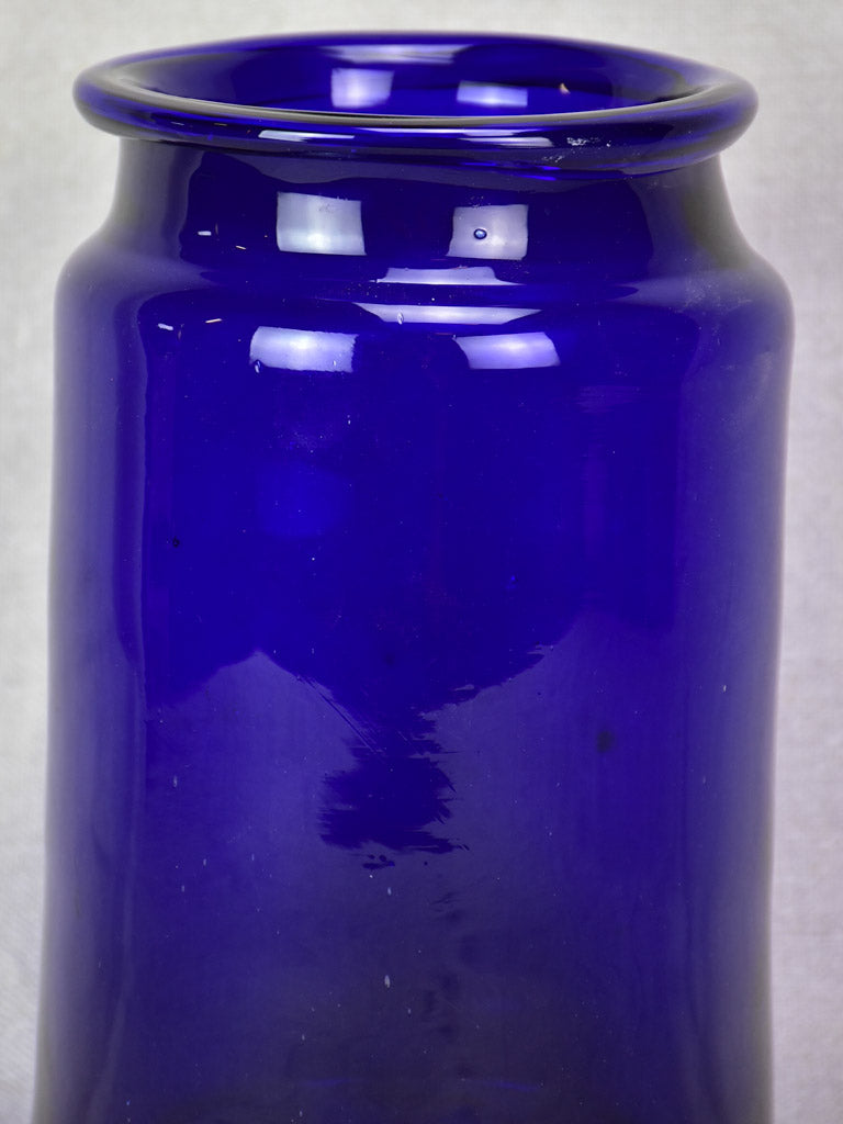 Antique French cobalt blue glass apothecary jar