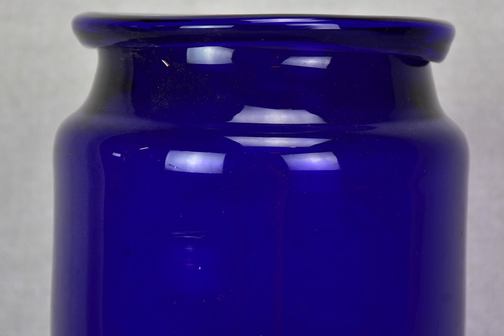 Antique French cobalt blue glass apothecary jar