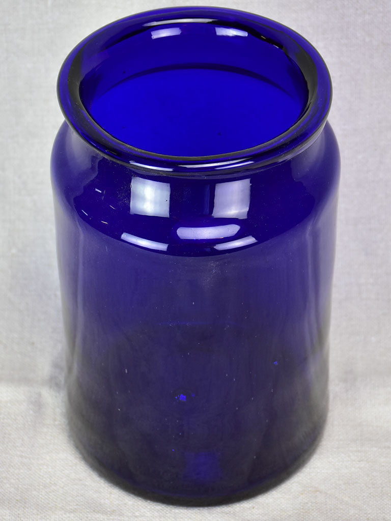 Antique French cobalt blue glass apothecary jar