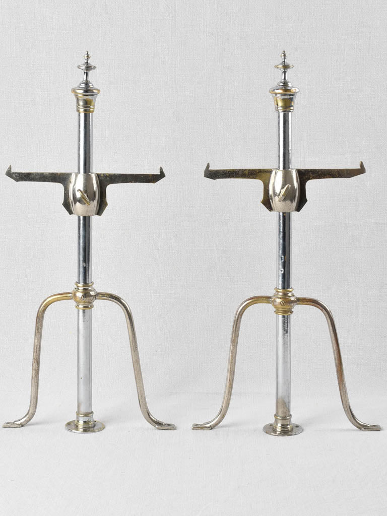 Pair of silver adjustable presentation stands - Siegel