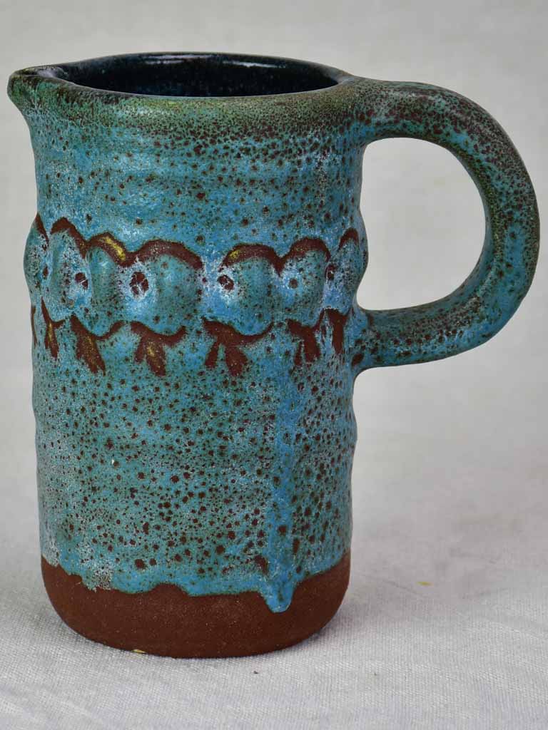 Vintage pitcher with turquoise glaze 7"