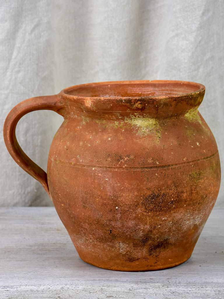 Early 20th century French terracotta pot with handle form Ardeche