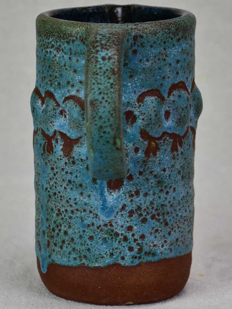 Vintage pitcher with turquoise glaze 7"