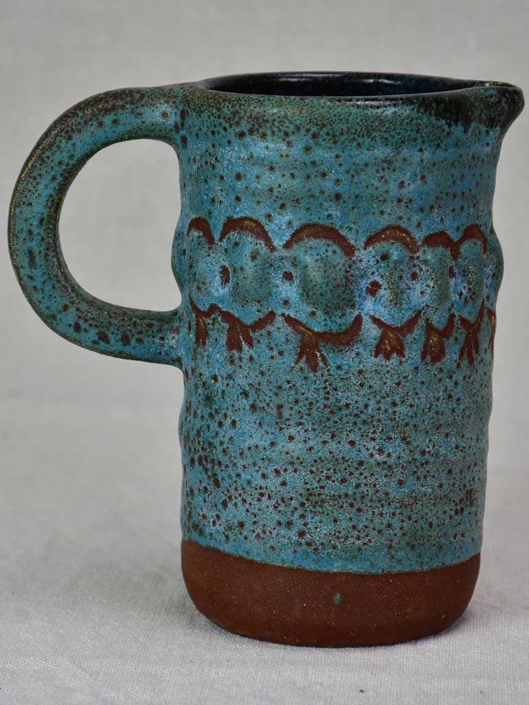 Vintage pitcher with turquoise glaze 7"