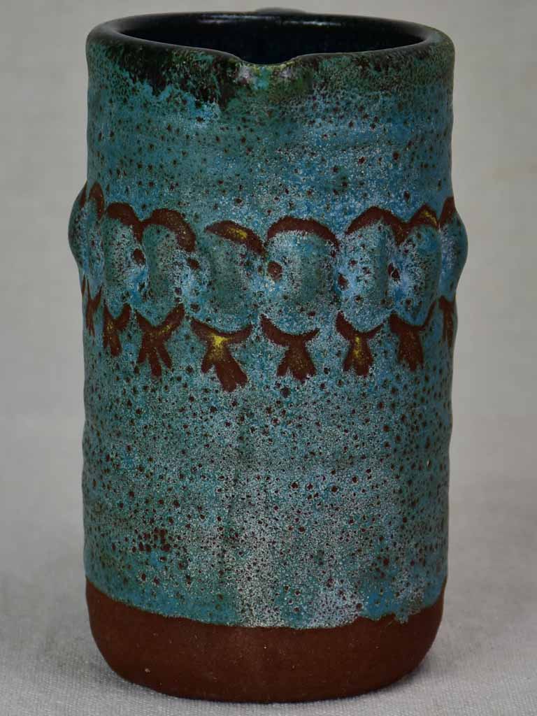 Vintage pitcher with turquoise glaze 7"