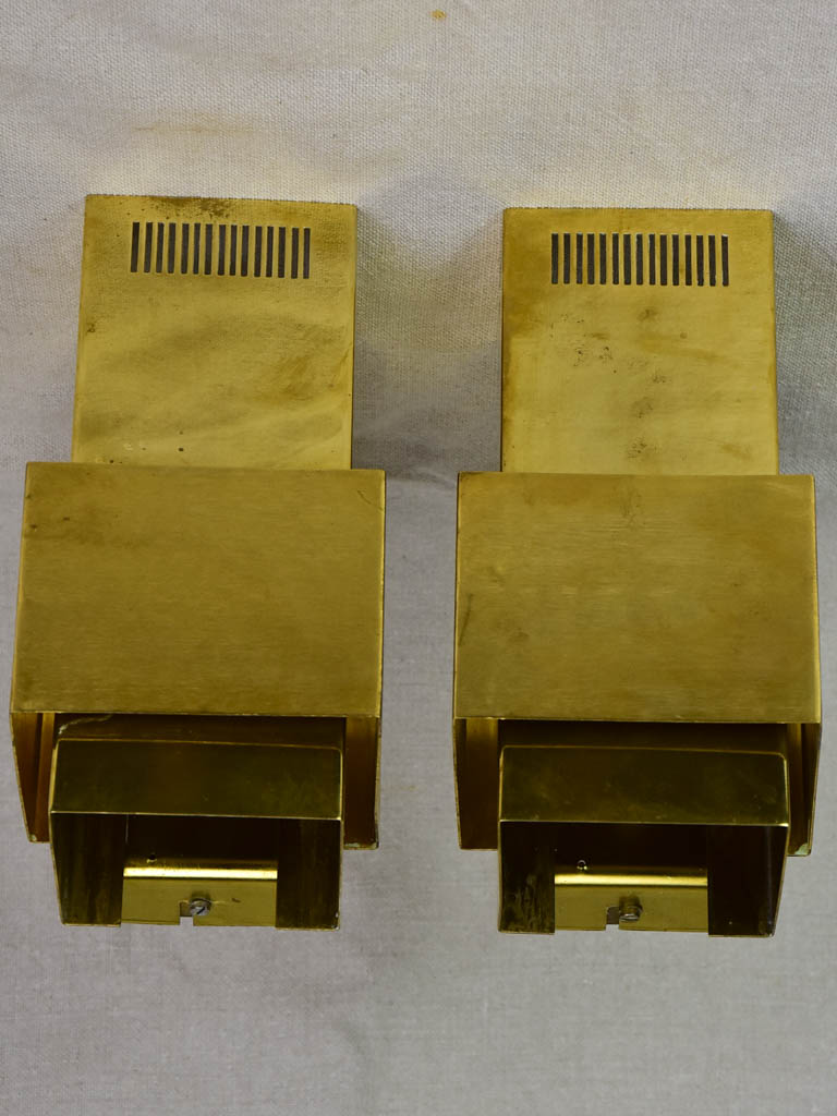 Pair of Høvik Lys vintage wall sconces - rectangular gold 9"