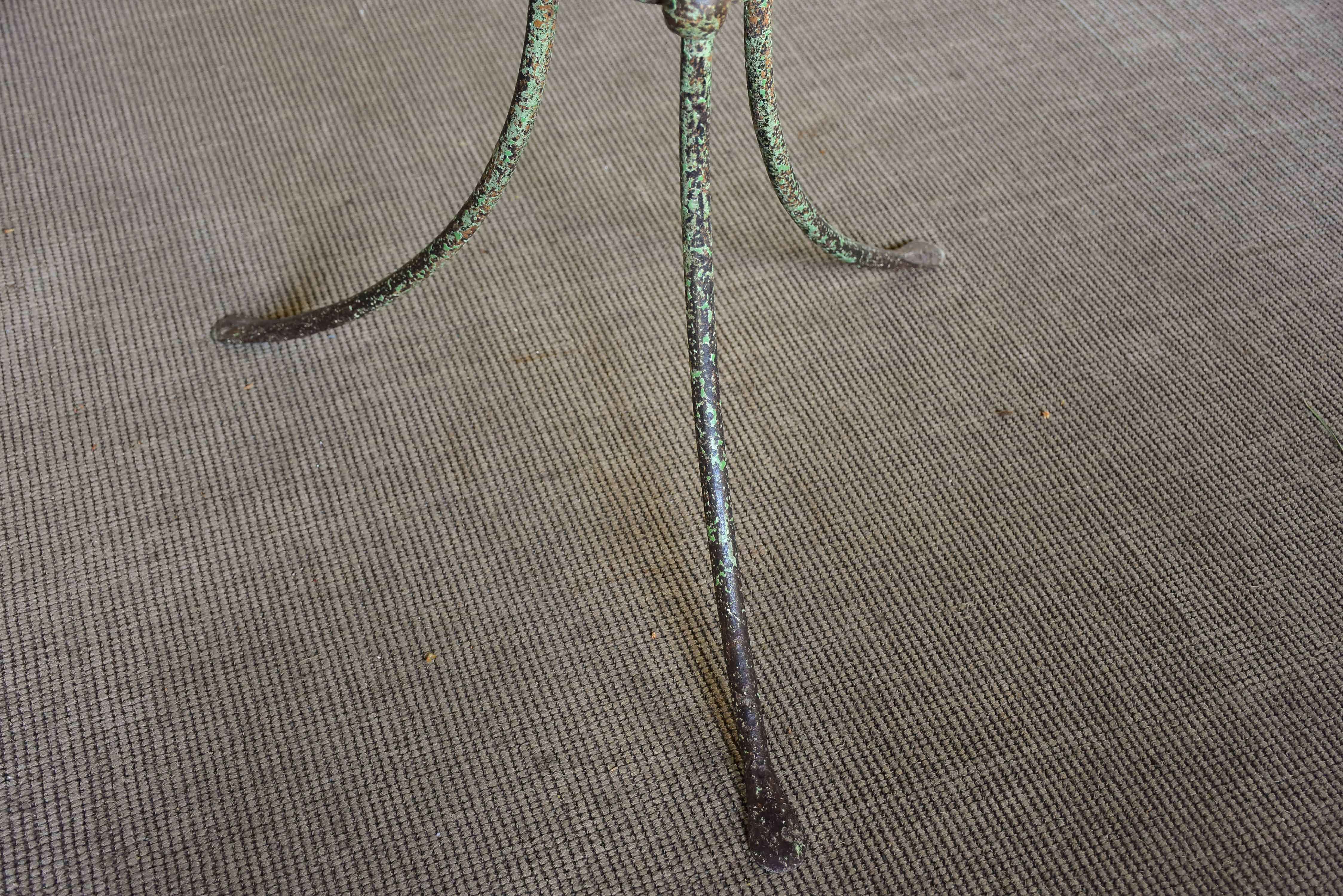 Round French garden table with green patina