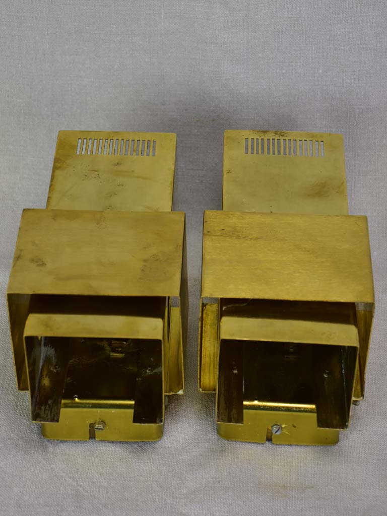 Pair of Høvik Lys vintage wall sconces - rectangular gold 9"