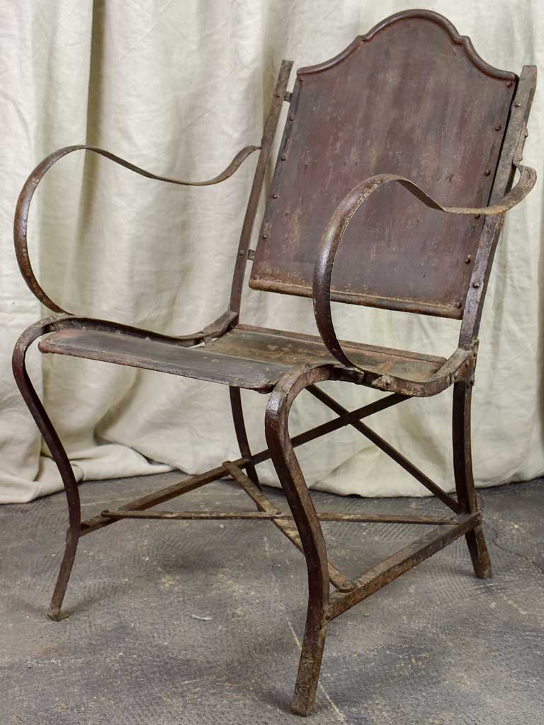 19th Century French metal armchair with riveted joints