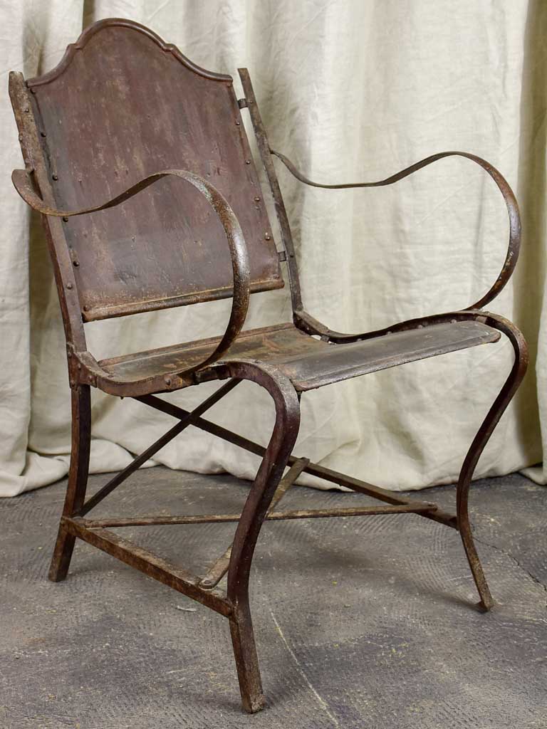 19th Century French metal armchair with riveted joints