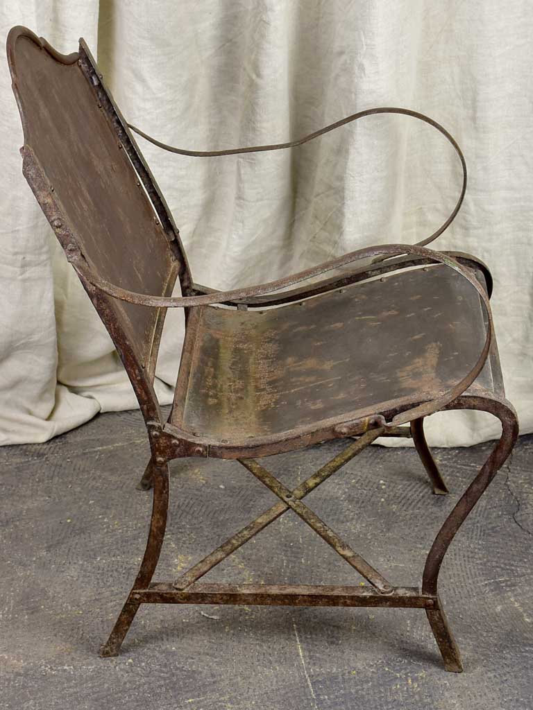 19th Century French metal armchair with riveted joints