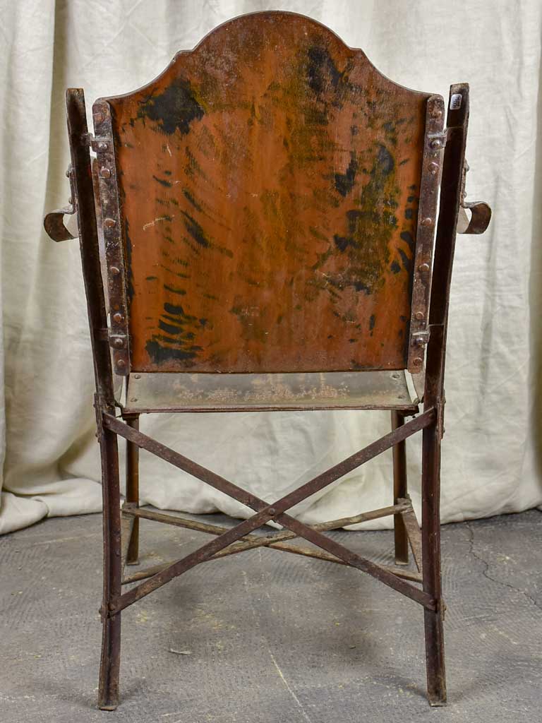 19th Century French metal armchair with riveted joints