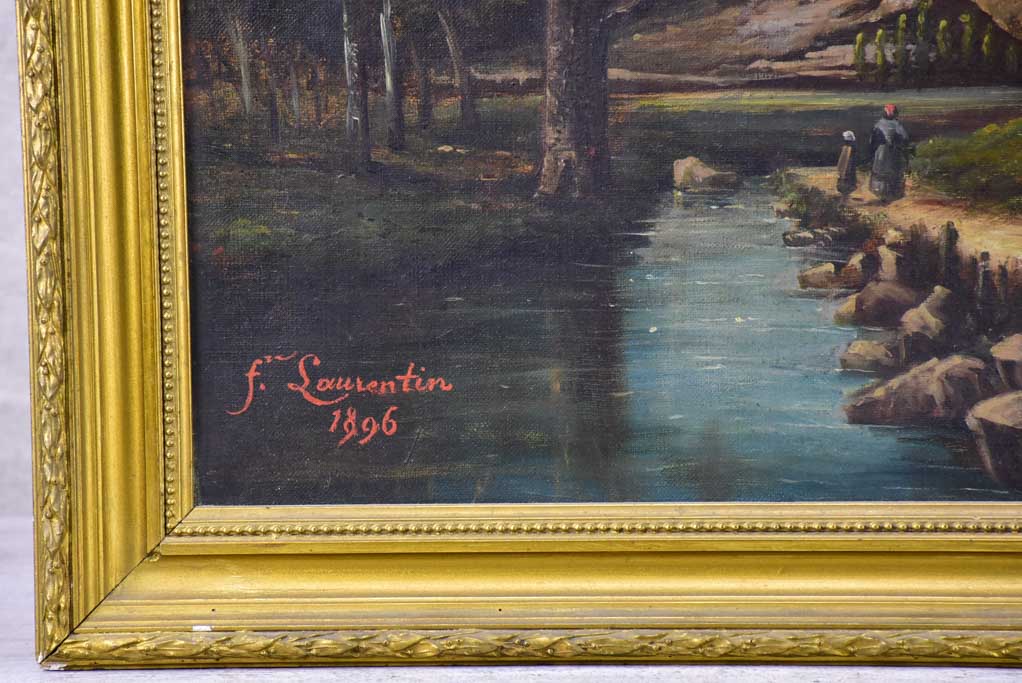 Late 19th Century French landscape painting in original frame 25¼" x 18"