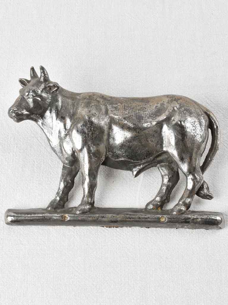 19th century nickel finish bull plaque 11½"