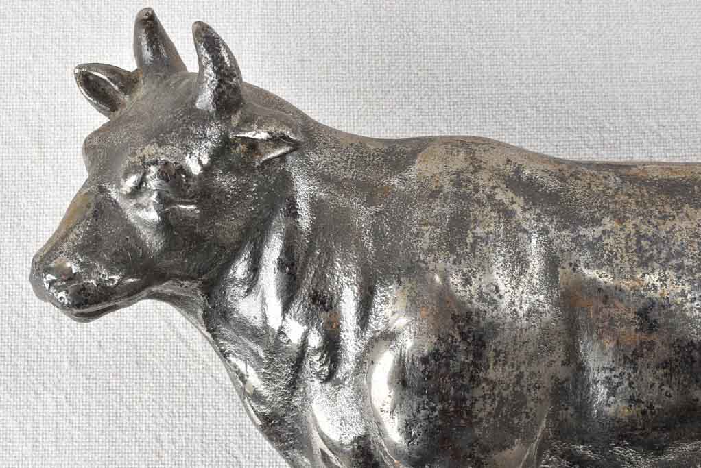 19th century nickel finish bull plaque 11½"