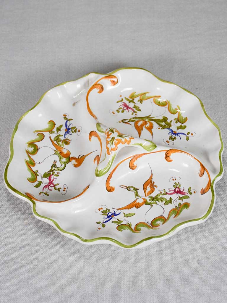 Vintage three section aperitif platter - Moustiers 9¾"