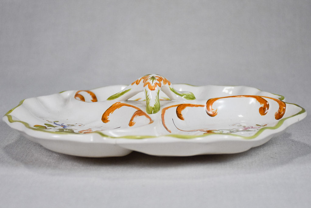 Vintage three section aperitif platter - Moustiers 9¾"