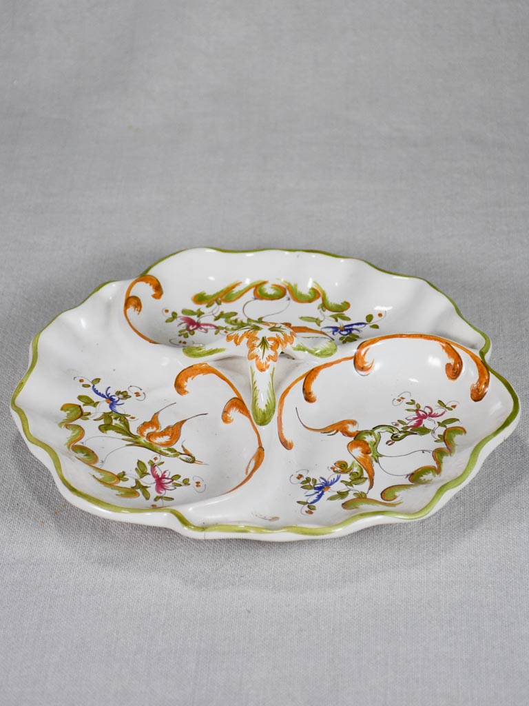 Vintage three section aperitif platter - Moustiers 9¾"