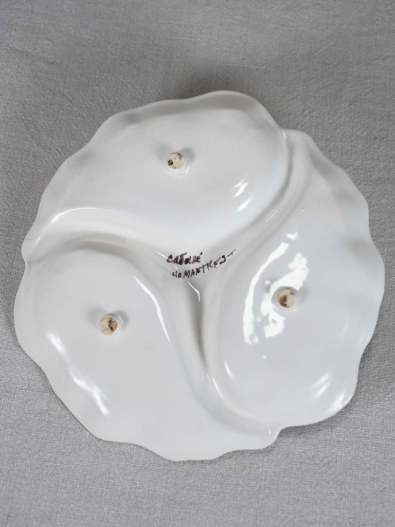 Vintage three section aperitif platter - Moustiers 9¾"