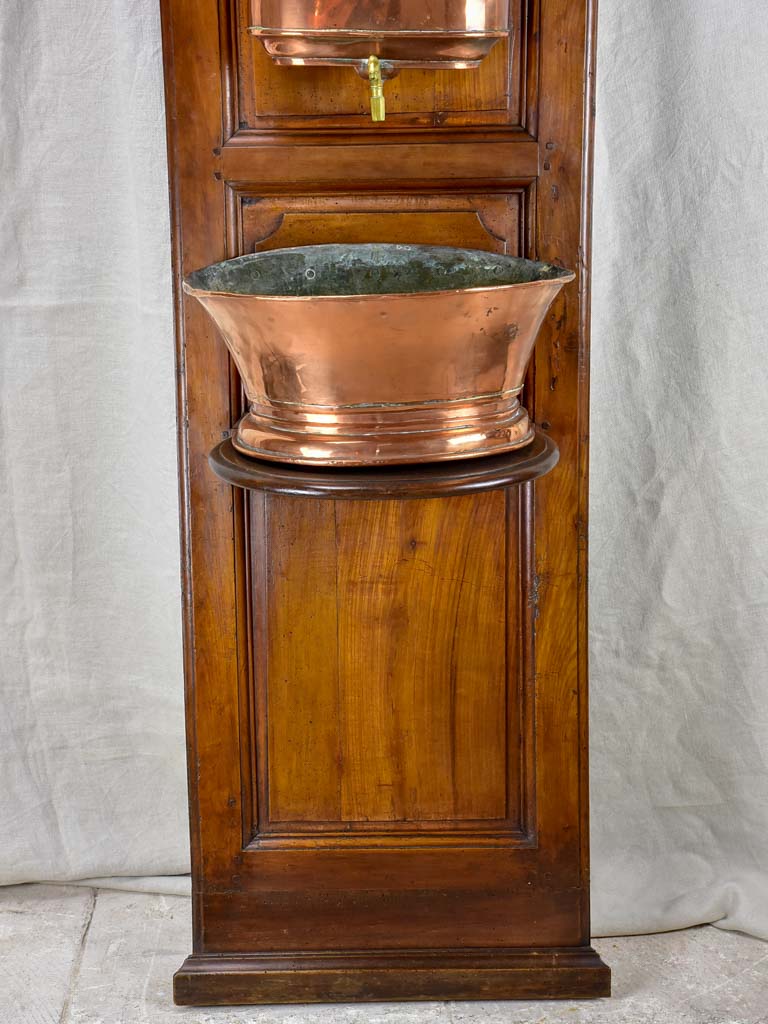 18th Century mounted copper basin on walnut panel