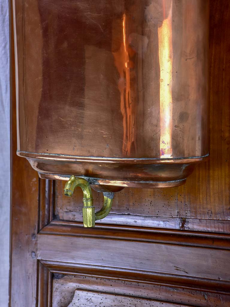 18th Century mounted copper basin on walnut panel