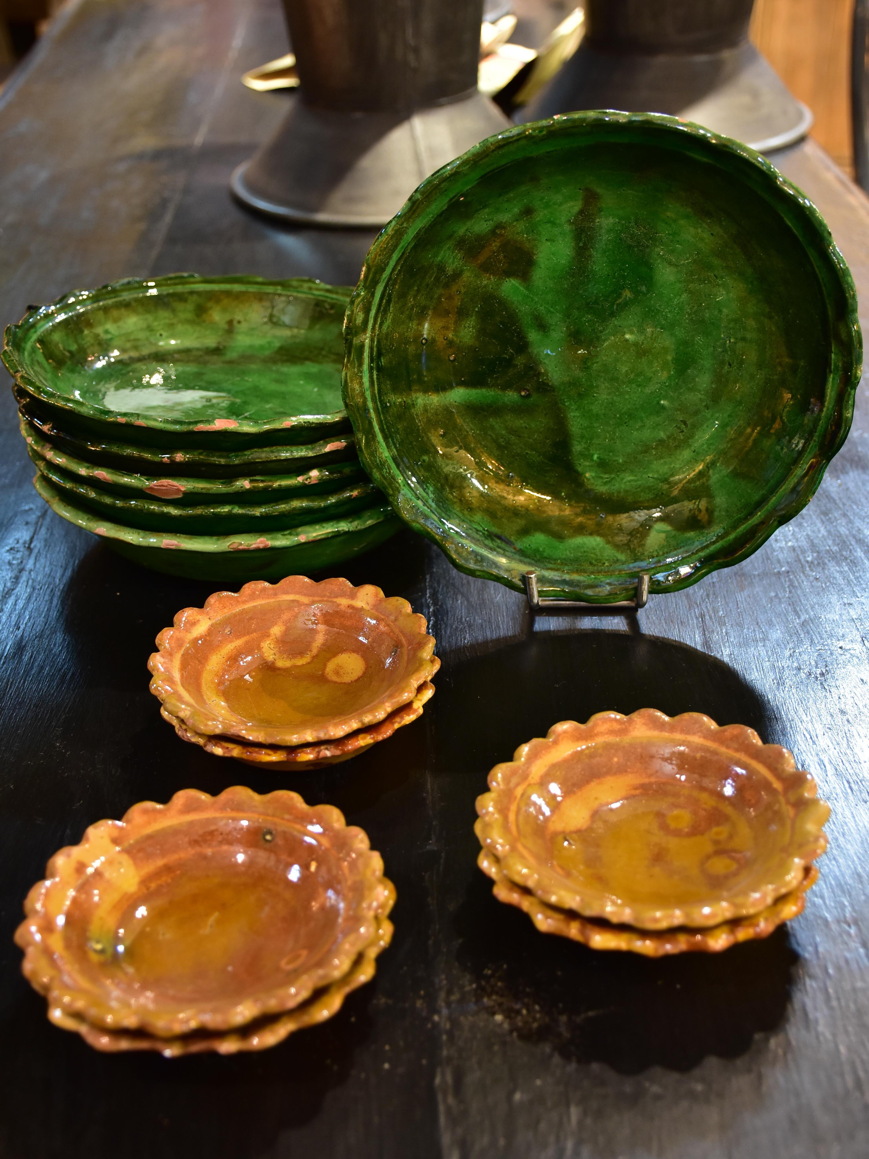 Sauce bowls, yellow-glazed earthenware- set of 6