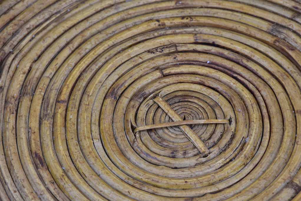 Vintage bamboo and brass round tray 15"