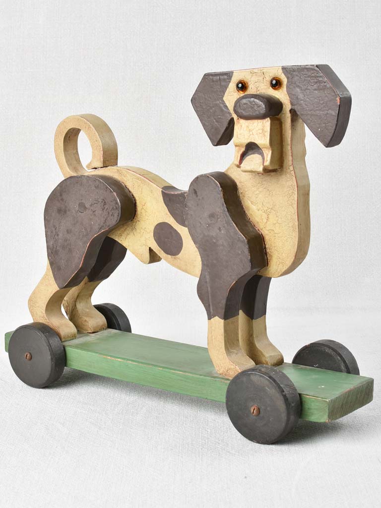 Antique wooden pull toy - dog