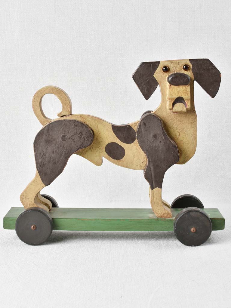 Antique wooden pull toy - dog