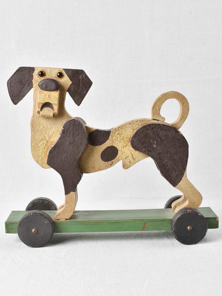 Antique wooden pull toy - dog