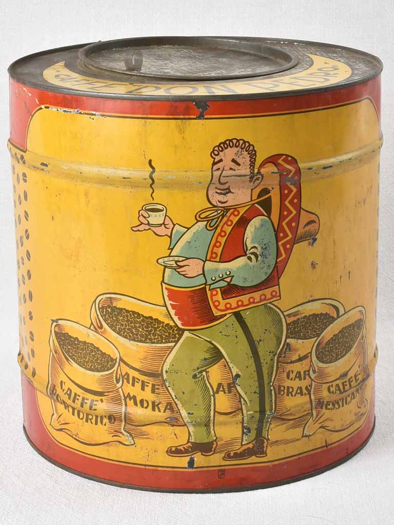 Large antique Italian coffee tin 11¾"