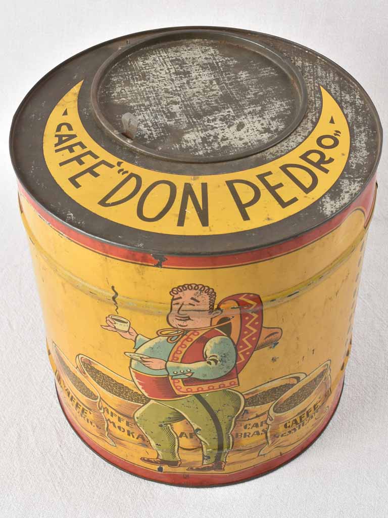 Large antique Italian coffee tin 11¾"