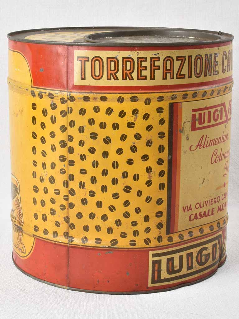 Large antique Italian coffee tin 11¾"