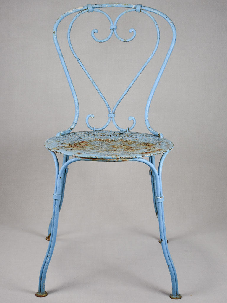 Pair of antique French garden chairs - blue