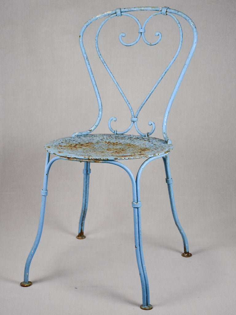 Pair of antique French garden chairs - blue