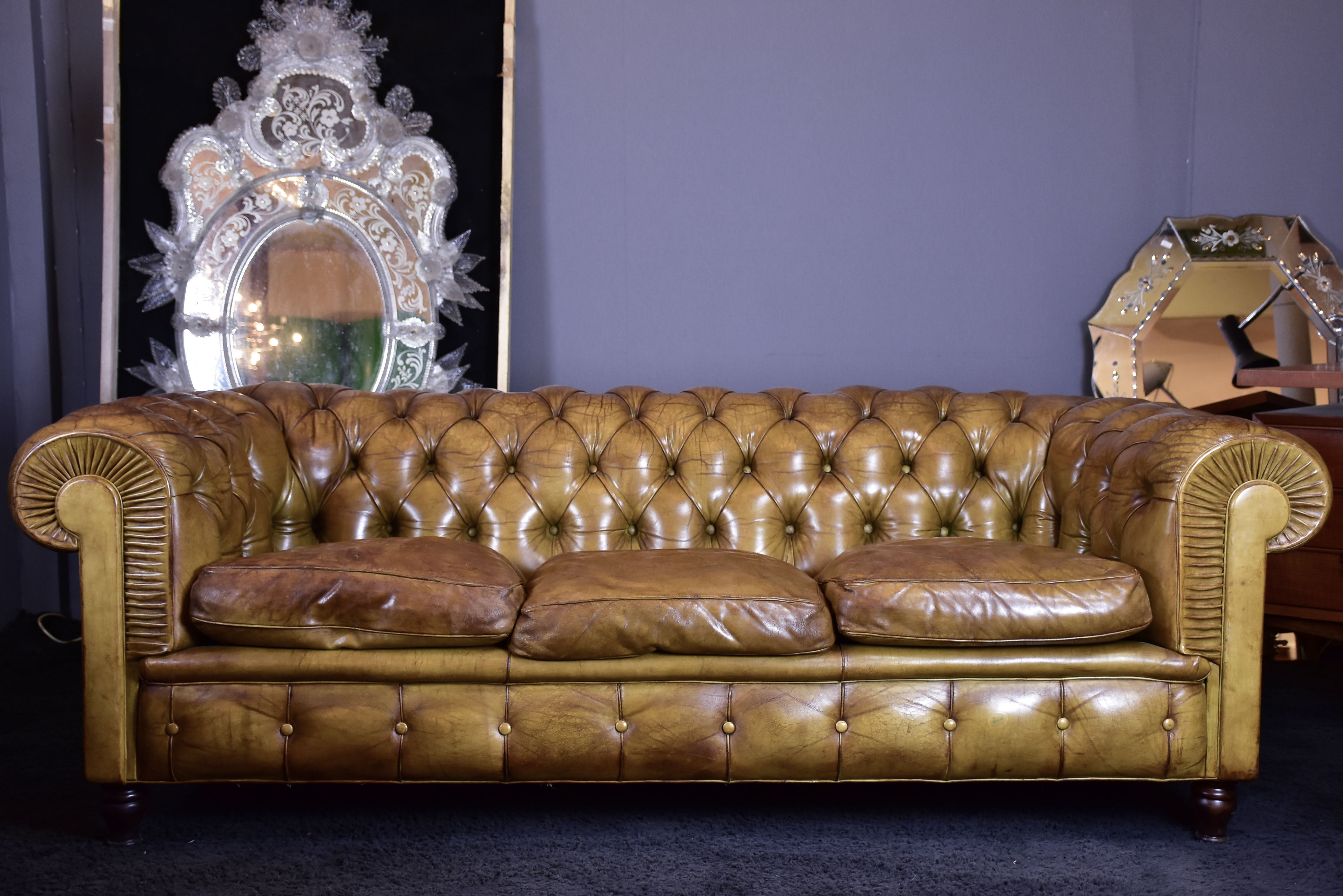 Vintage Italian Poltrona Frau Chesterfield sofa