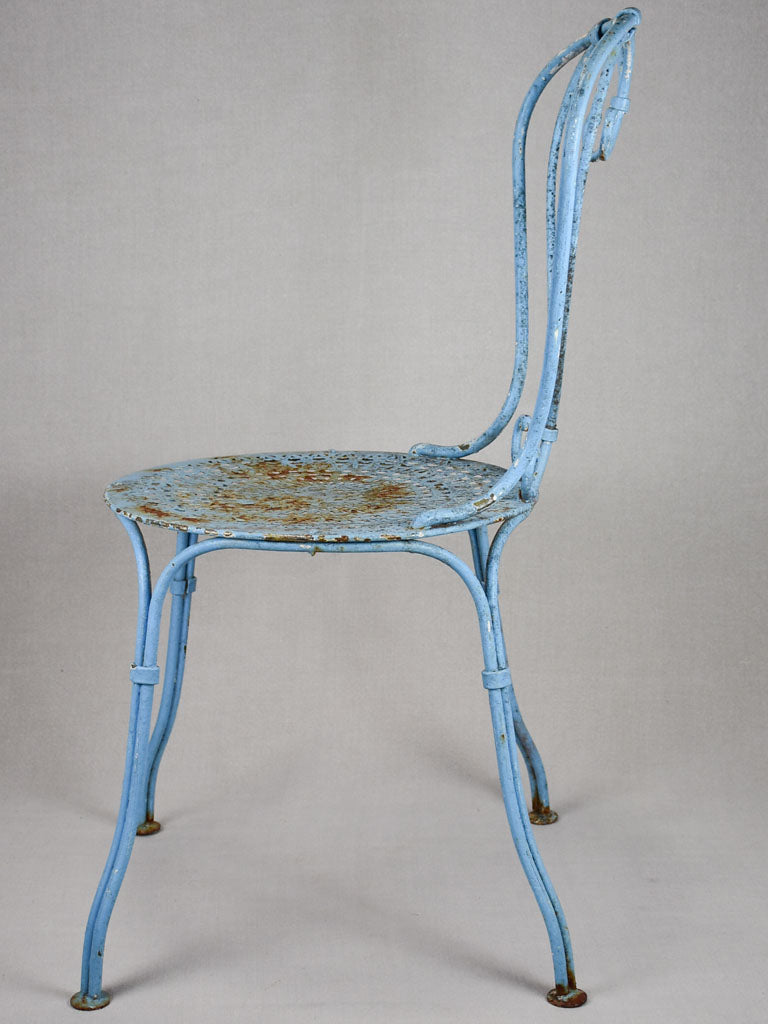 Pair of antique French garden chairs - blue